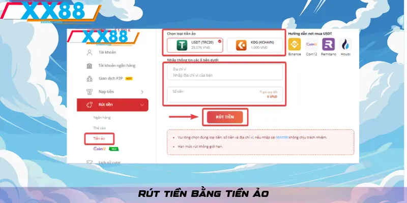 Rút tiền Bằng Tiền Ảo